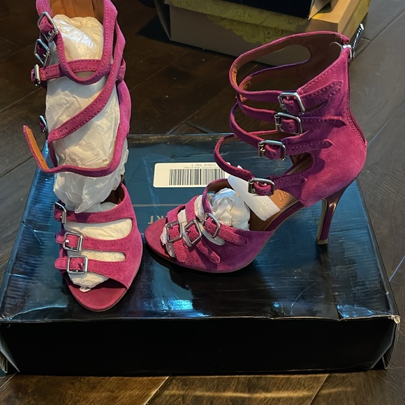 New Colin Stuart Fuschia Suede Size 7 Stiletto Sandal. - Picture 5 of 5